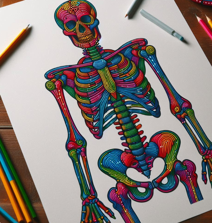a colourful skeleton