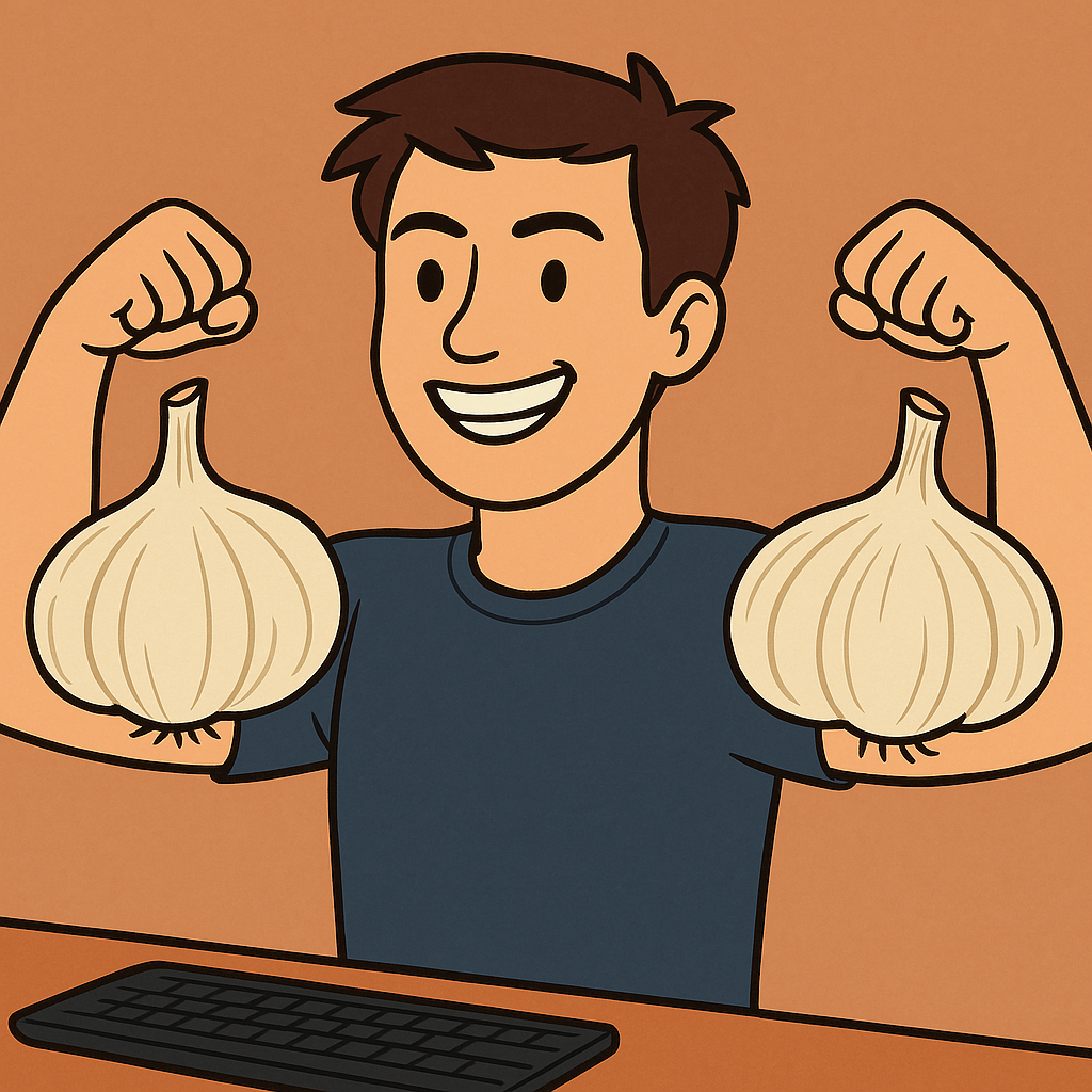 a person with garlic for muscles